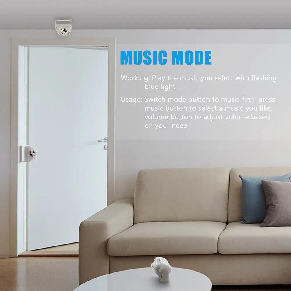 Wireless PIR Welcome Chime Blue LED 32 Songs