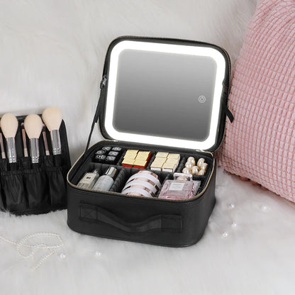 LED Lighted Makeup Case with Mirror Travel Bag