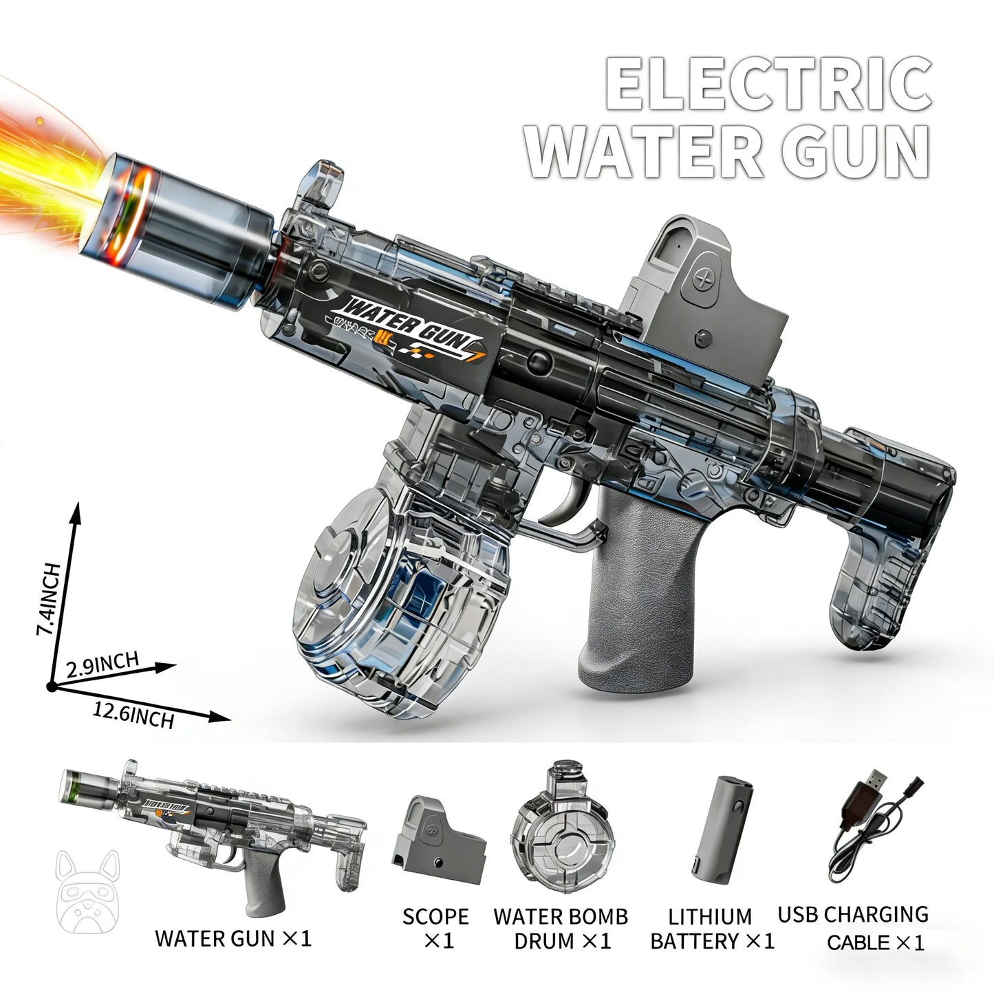 Recoil Electric Water Gun LED Sensor
