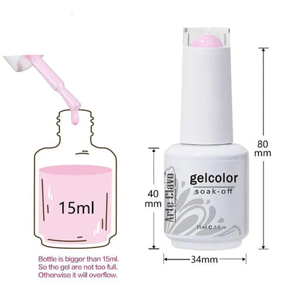 Gel nail polish bottle with measurement details and 'Arte Clavo' branding.