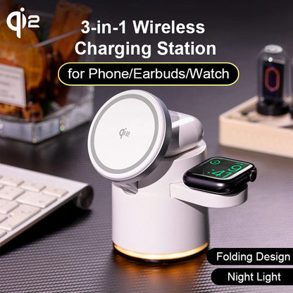 Qi2 3-in-1 Wireless Charging Station Night Light
