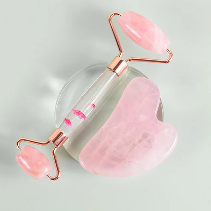 Rose Quartz Face Roller Gua Sha Gift Set