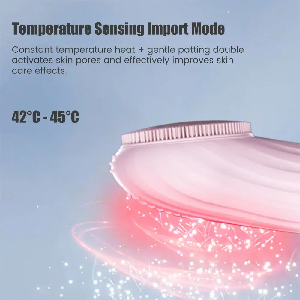 Sonic Silicone Facial Cleansing Brush IPX7 Heated