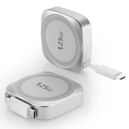 25W Qi2 Magnetic Wireless Charger Retractable Type-C