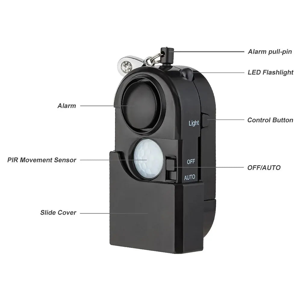 Mini PIR Personal Safety Alarm 120dB LED Keychain