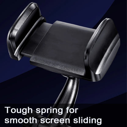 Phone holder with text 'Tough spring for smooth screen sliding' on a dark background