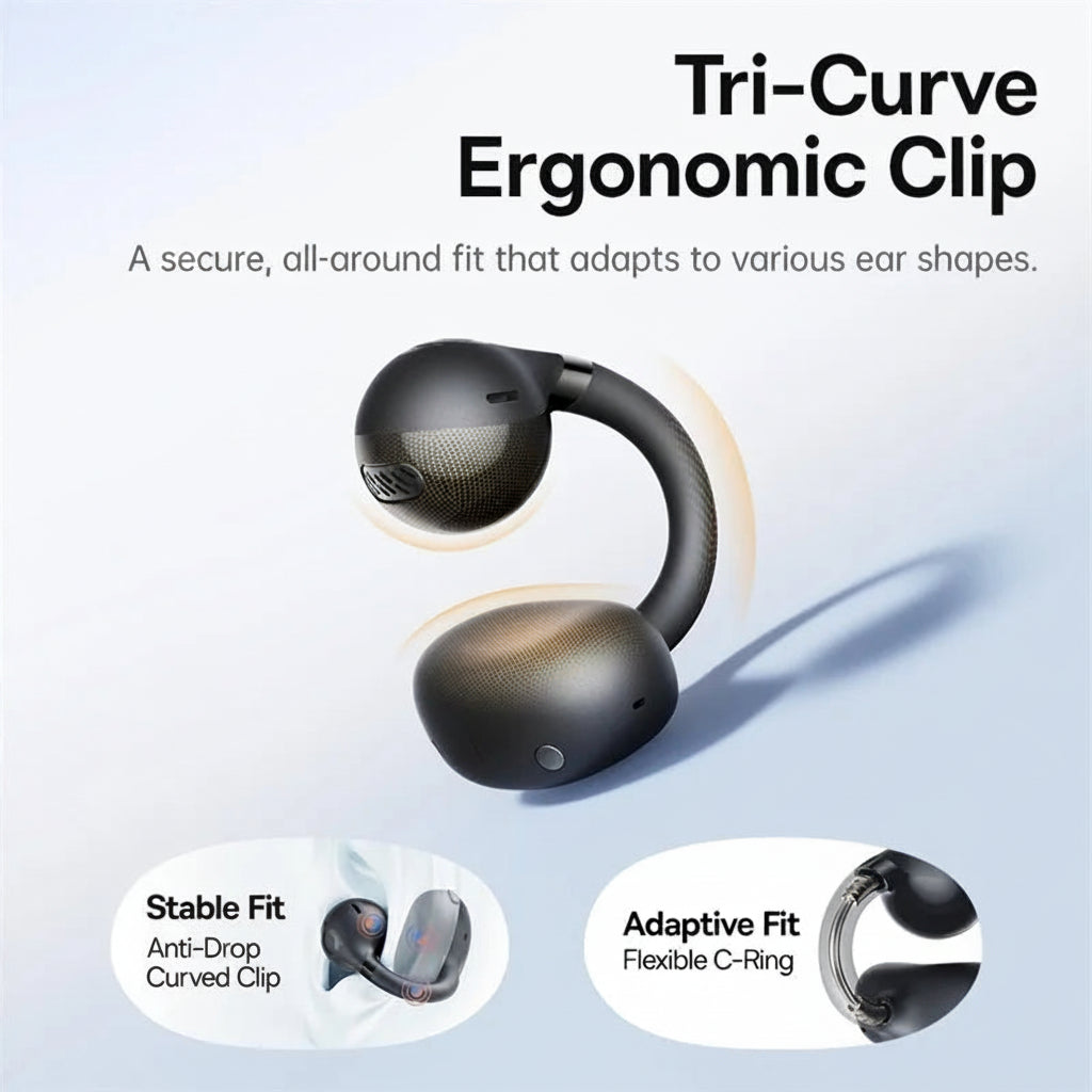 Tri-Curve Ergonomic Clip with Baseus logo on a light blue background