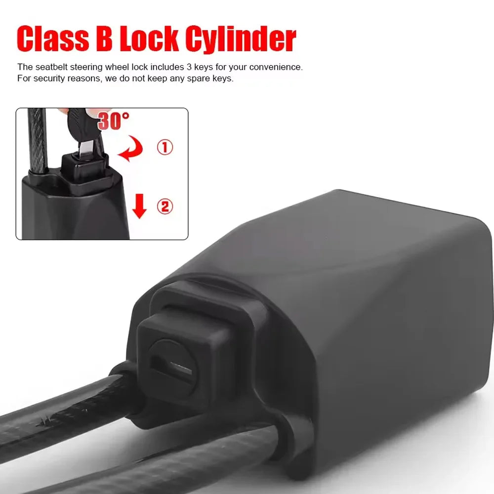 Steel Rope Steering Wheel Lock Anti-Theft