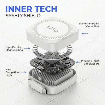 25W Qi2 Magnetic Wireless Charger Retractable Type-C