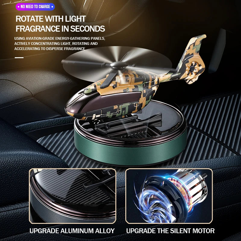 Solar Rotating Helicopter Car Aroma Diffuser