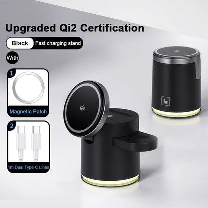 Qi2 3-in-1 Wireless Charging Station Night Light