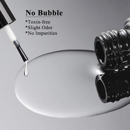 Dropper with clear liquid being dispensed onto a reflective surface, with text indicating properties of the liquid.
