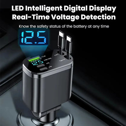 5-in-1 Car Charger Retractable Cables