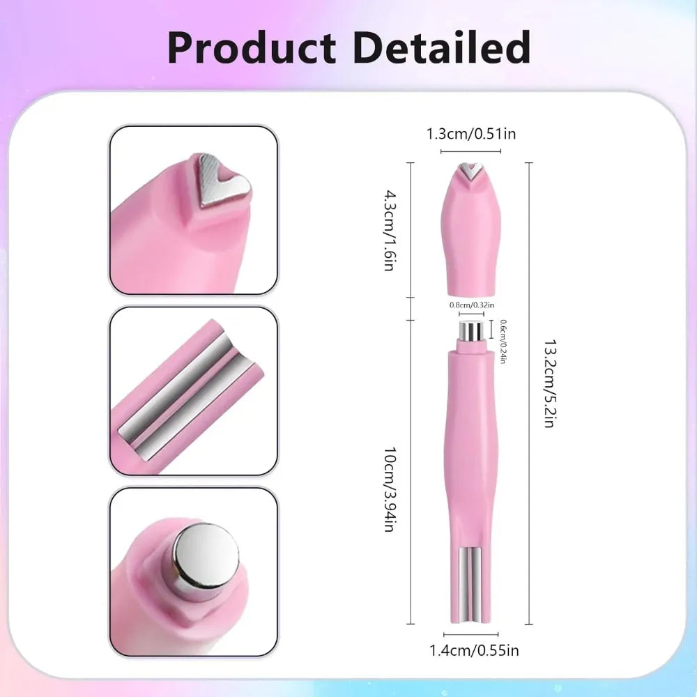Pink electronic device with heart-shaped component and measurements on a gradient background