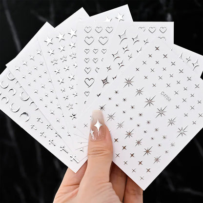 Metallic Silver 3D Nail Stickers