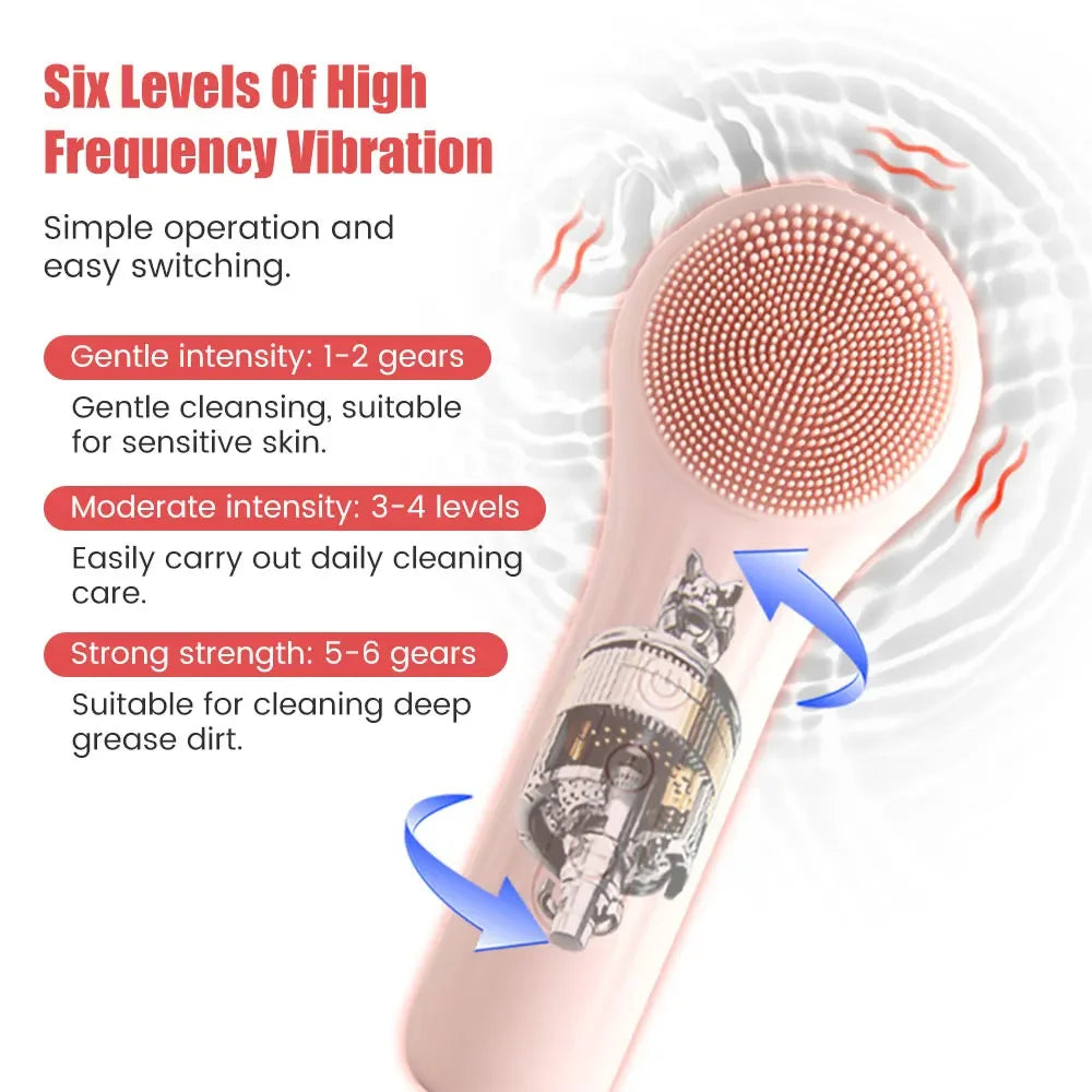 Sonic Silicone Facial Cleansing Brush IPX7 Heated