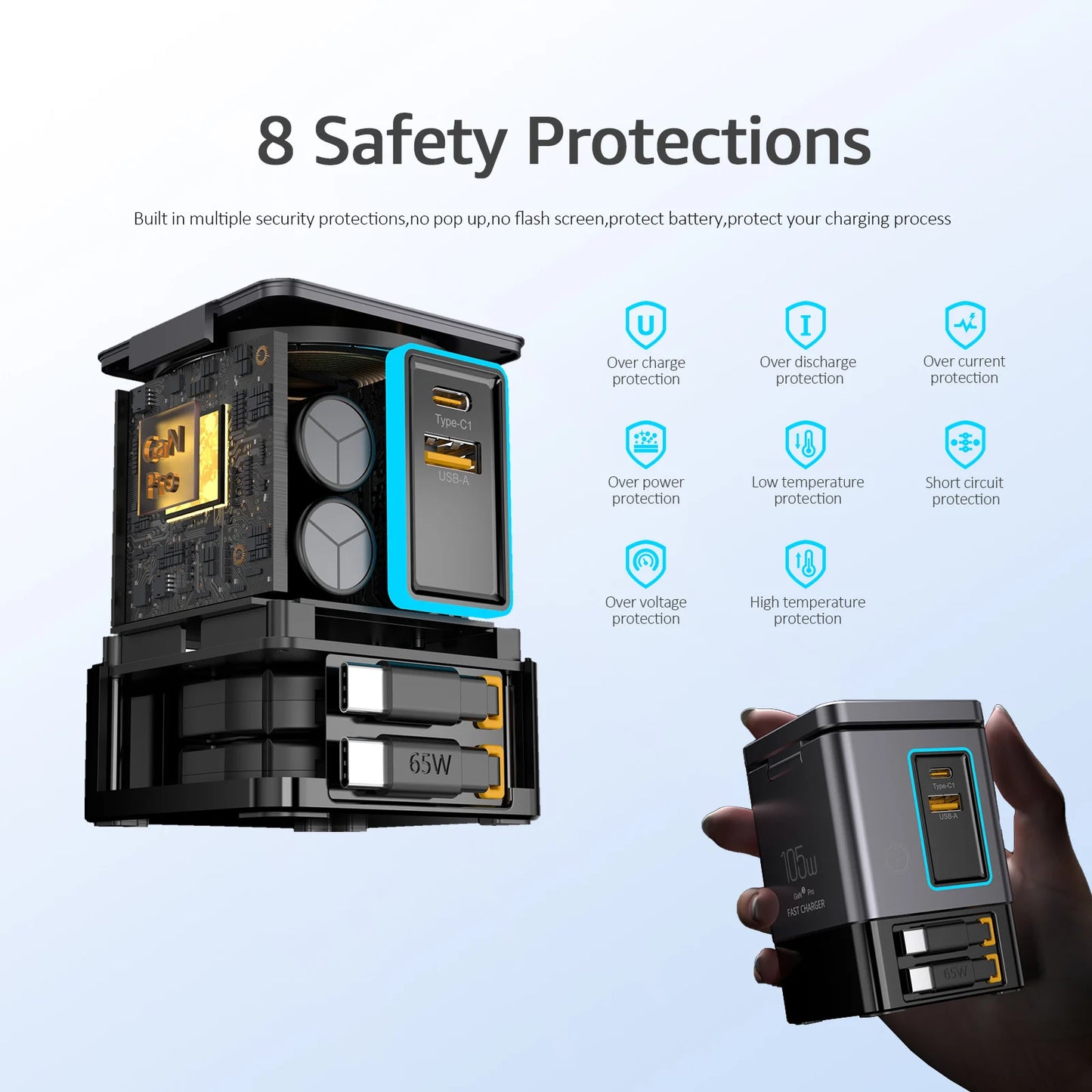 GaN 105W Tower Charging Station Six Ports