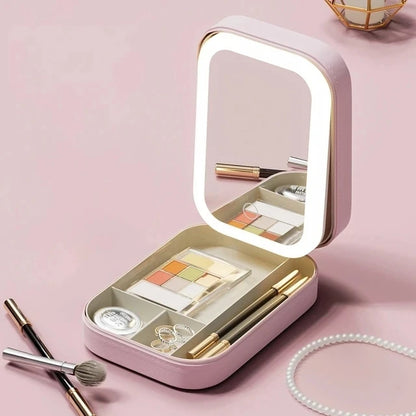 LED Lighted Makeup Case with Mirror Travel Bag