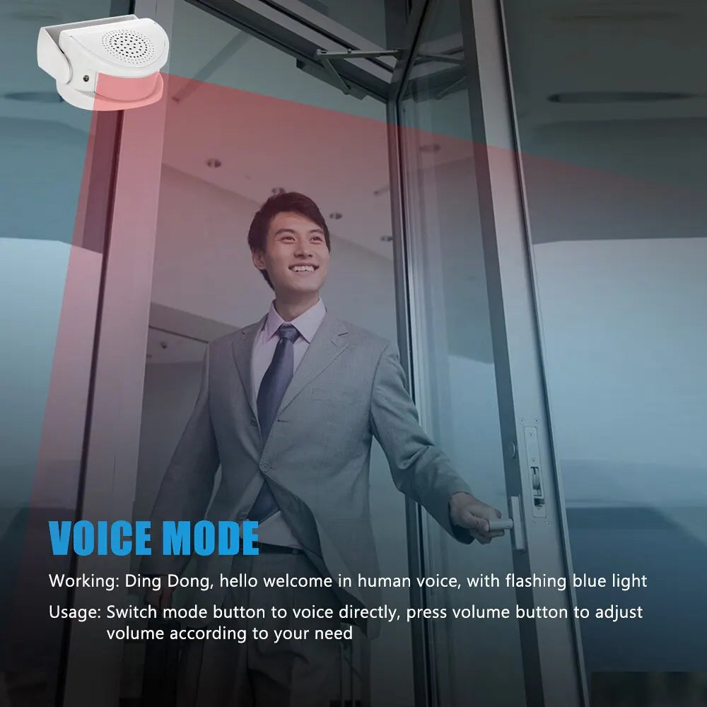 Wireless PIR Welcome Chime Blue LED 32 Songs
