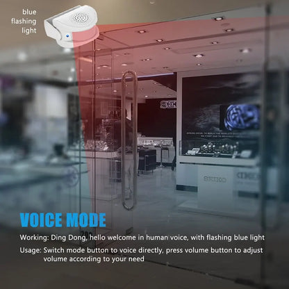 Wireless PIR Welcome Chime Blue LED 32 Songs