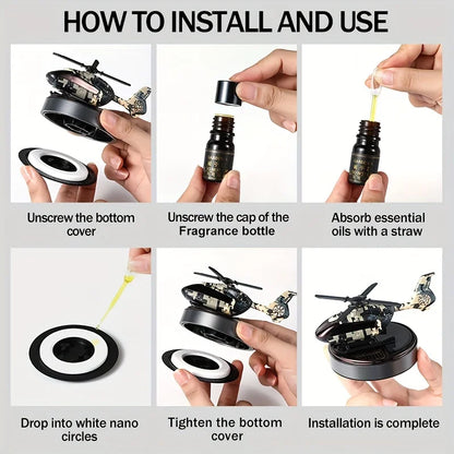 Solar Rotating Helicopter Car Aroma Diffuser