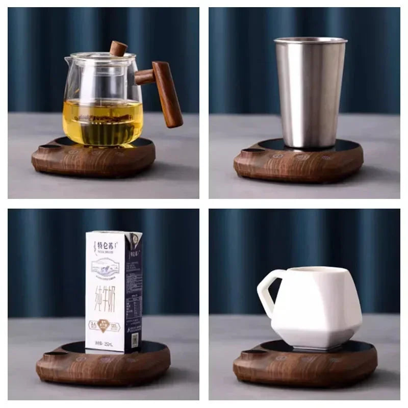 200W Walnut Wood Mug Warmer 5 Temperatures Timer