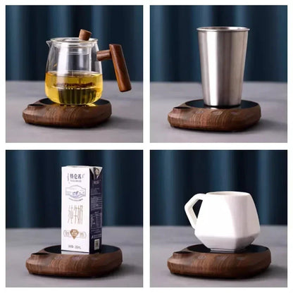 200W Walnut Wood Mug Warmer 5 Temperatures Timer