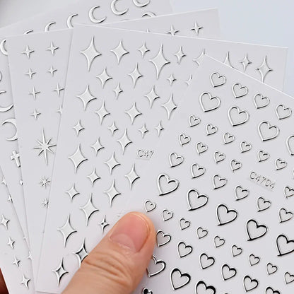 Metallic Silver 3D Nail Stickers
