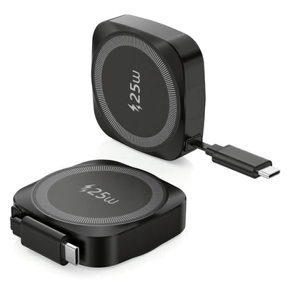 25W Qi2 Magnetic Wireless Charger Retractable Type-C