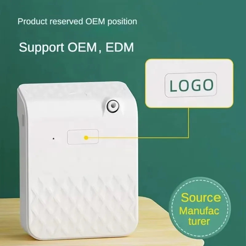 White electronic device with a green background and text about OEM and EDM support.
