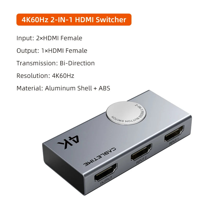 4K 60Hz Bi-Directional HDMI Switch Splitter