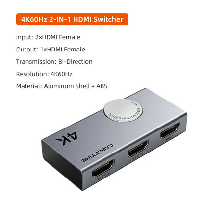 4K 60Hz Bi-Directional HDMI Switch Splitter