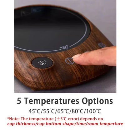 200W Walnut Wood Mug Warmer 5 Temperatures Timer
