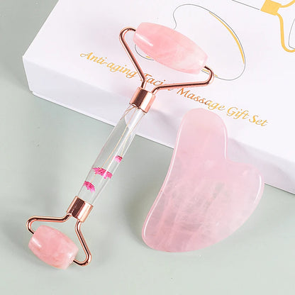Rose Quartz Face Roller Gua Sha Gift Set