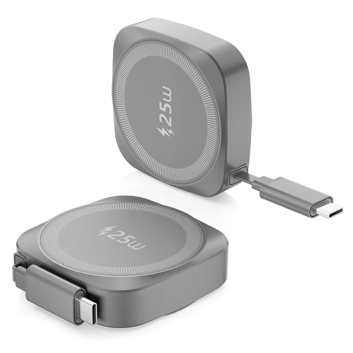 25W Qi2 Magnetic Wireless Charger Retractable Type-C