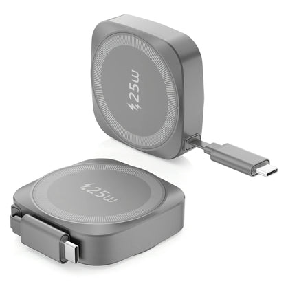 25W Qi2 Magnetic Wireless Charger Retractable Type-C