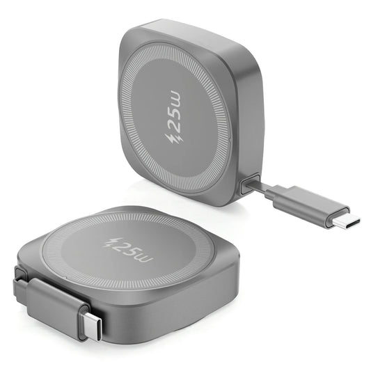 25W Qi2 Magnetic Wireless Charger Retractable Type-C