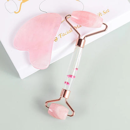 Rose Quartz Face Roller Gua Sha Gift Set
