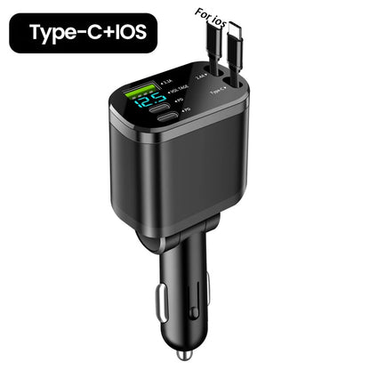 5-in-1 Car Charger Retractable Cables
