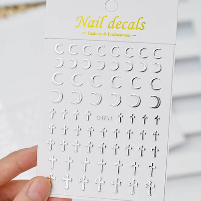 Metallic Silver 3D Nail Stickers