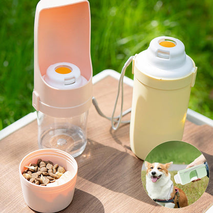 2-in-1 Travel Dog Water Bottle & Food Feeder – Portable Pet Dispenser for Outdoor Adventures