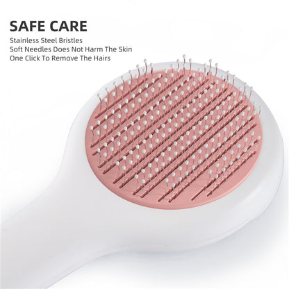 Hair removal tool with pink surface and white handle on a white background