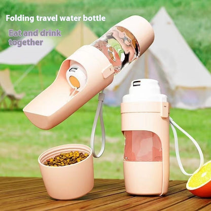2-in-1 Travel Dog Water Bottle & Food Feeder – Portable Pet Dispenser for Outdoor Adventures