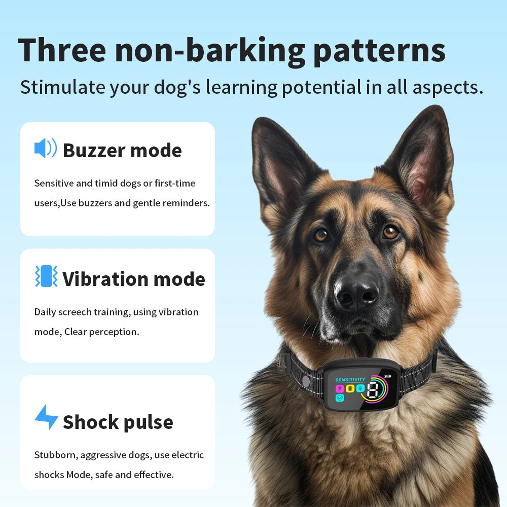 Smart Anti-Bark Dog Collar – Rechargeable Bark Control with HD Display & IP67 Waterproof Protection