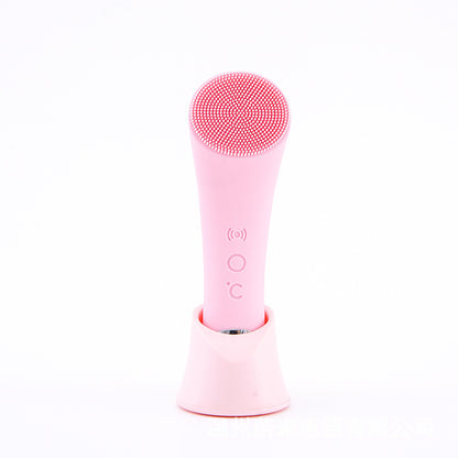 Electric Silicone Face Cleansing Brush, Vibration Heating