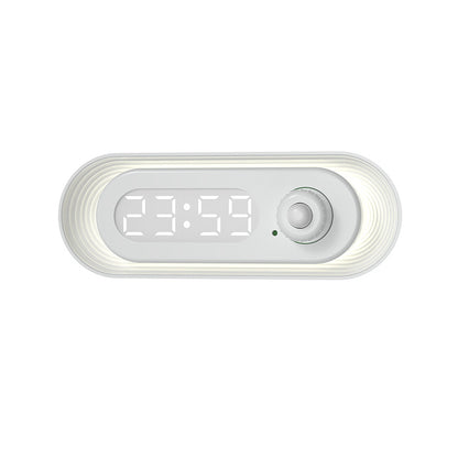 Digital clock with LED display on a white background