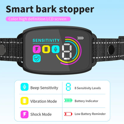 Smart Anti-Bark Dog Collar – Rechargeable Bark Control with HD Display & IP67 Waterproof Protection