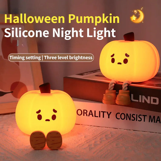 Halloween Pumpkin Night Light – Soft Silicone Touch Lamp for Kids & Home Decor
