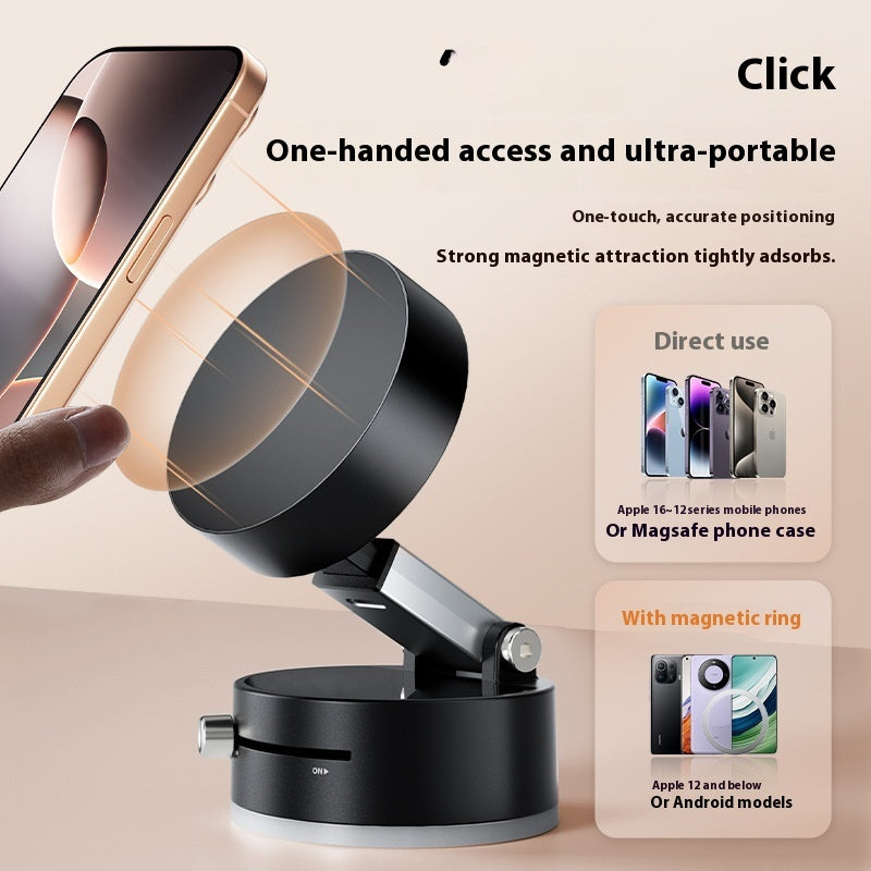 Foldable Magnetic Car Phone Mount – 360° Vacuum Suction with Hands-Free Navigation