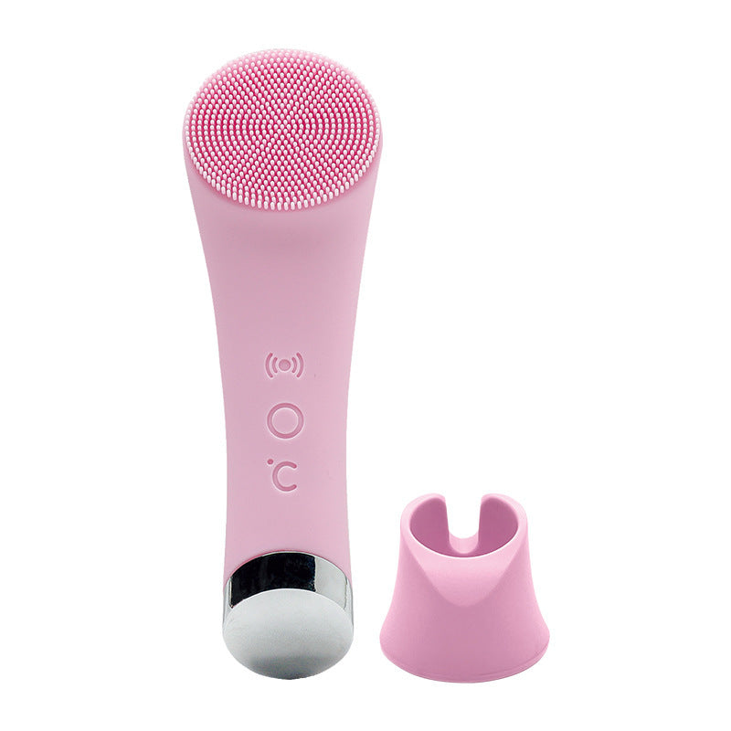 Electric Silicone Face Cleansing Brush, Vibration Heating